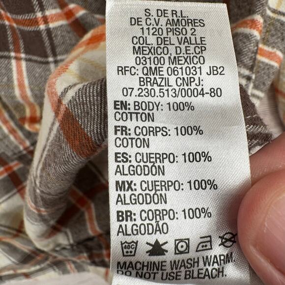 QuikSilver Waterman Collection Button Down Flannel Shirt Mens XXL White Brown - Picture 9 of 14